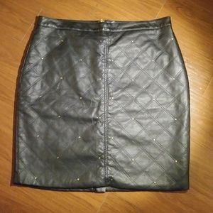 Ashley Stewart Quilted Faux Leather Skirt